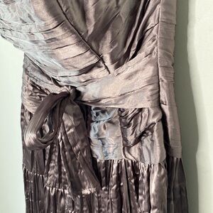 Morgan &Co Metallic Brown Beaded Strapless PromFormal Dress